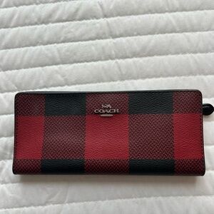 Coach Red and Black Checkered Wallet